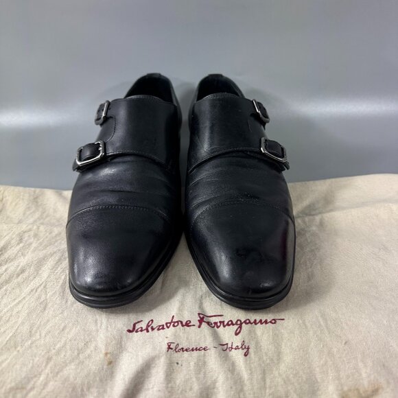 Salvatore Ferragamo ADDO Monkstrap Black Calf Leather Loafer Size 7 1/2 main image 6